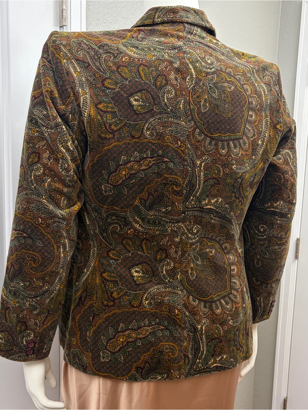 MARELLA Brown Velvet Paisley Open-Front Blazer - Size 12